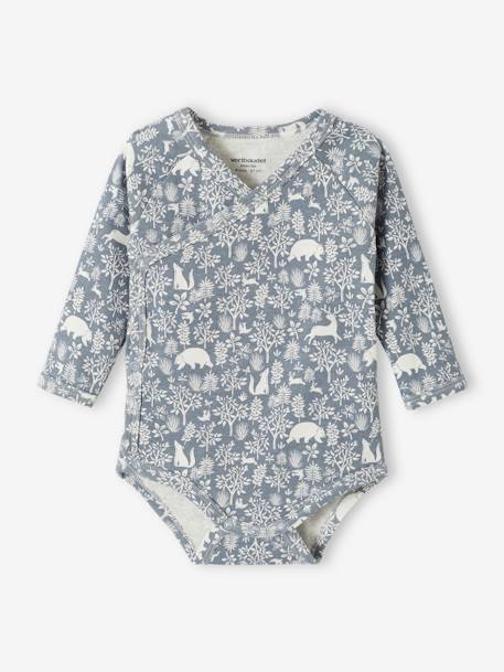 Lot de 3 bodies manches longues bébé en coton bio ouverture naissance bleu jean+rose poudré 4 - vertbaudet enfant 