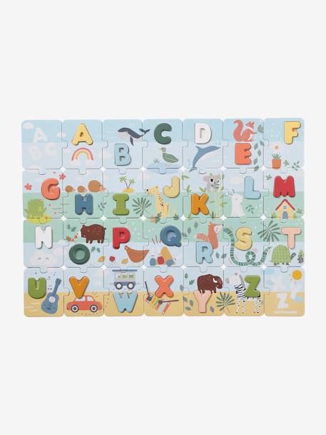 Puzzle abécédaire 2 en 1 en carton et bois FSC® blanc 1 - vertbaudet enfant 