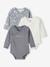 Lot de 3 bodies manches longues bébé en coton bio ouverture naissance bleu jean+rose poudré 1 - vertbaudet enfant 