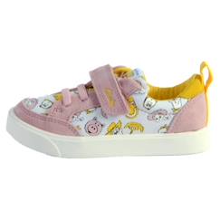 Chaussures-Chaussures bébé 17-26-Premiers pas 17-23-Basket Cuir Clarks Bebe City Howdy T - Combi Rose - Fermeture A lacets - Rond