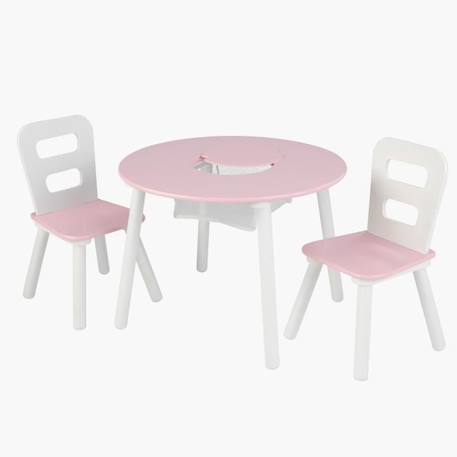 KidKraft - Ensemble table ronde avec rangement + 2 chaises - Rose et blanc BLANC 2 - vertbaudet enfant 