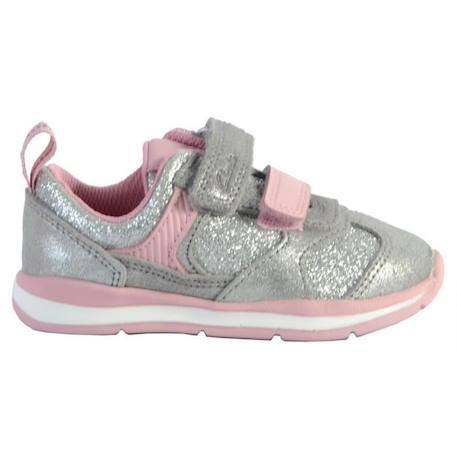 Basket fille - CLARKS - Ferris Run T - Argent metallique - Scratch - Confort exceptionnel GRIS 2 - vertbaudet enfant 