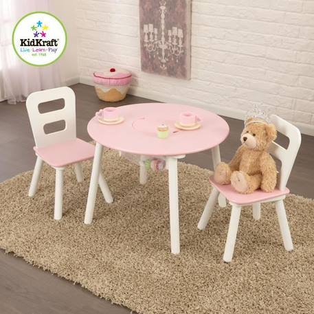 KidKraft - Ensemble table ronde avec rangement + 2 chaises - Rose et blanc BLANC 3 - vertbaudet enfant 