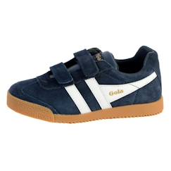 Chaussures-Chaussures fille 23-38-Basket Gola Enfant - GOLA - Harrier Velcro - Navy Red Sun - Cuir - Scratch