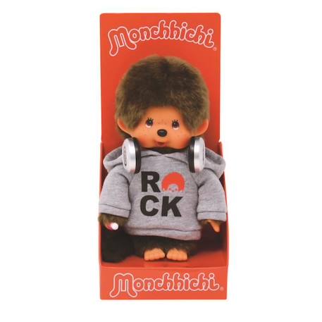 Peluche Monchhichi Bandai - Rock - 20 cm - Marron - Jaune - 3 ans et plus MARRON 2 - vertbaudet enfant 