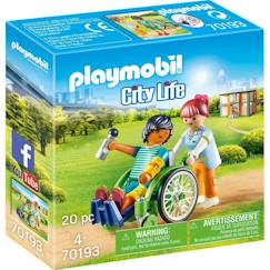 Jouet-PLAYMOBIL - 70193 - City Life L'Hôpital - Patient en fauteuil roulant
