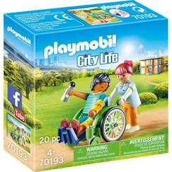 Jouet-Jeux d'imagination-Figurines, mini mondes, héros et animaux-PLAYMOBIL - 70193 - City Life L'Hôpital - Patient en fauteuil roulant