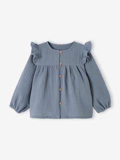 Bébé-Chemise, blouse-Blouse à volants bébé en gaze de coton