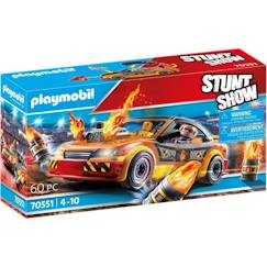 -PLAYMOBIL - 70551 - Stuntshow Voiture crash test avec mannequin - Mixte - 60 pièces - Bleu