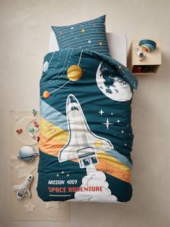 Parure enfant housse de couette + taie d'oreiller avec coton recyclé SPACE ADVENTURE  - vertbaudet enfant