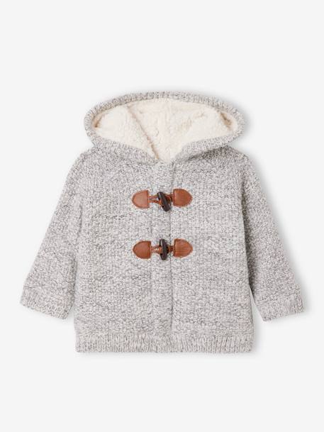 Gilet à capuche bébé doublé de fausse fourrure gris chiné 1 - vertbaudet enfant 