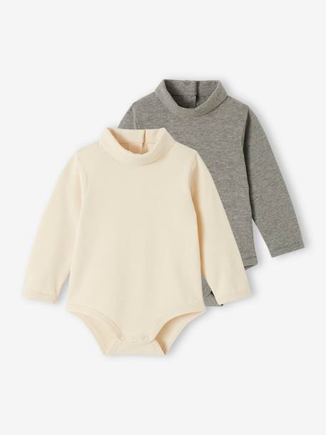 Bébé-T-shirt, sous-pull-Lot de 2 bodies bébé col roulé