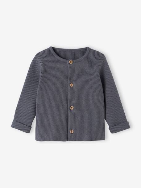 Ensemble mixte en tricot gilet et pantalon bébé blanc+gris ardoise+gris clair chiné 10 - vertbaudet enfant 