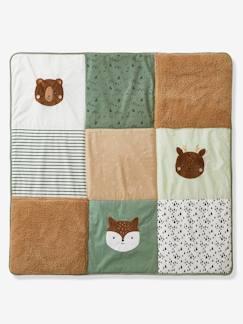 -Tapis de sol / Fond de parc patchwork en coton et sherpa GREEN FOREST