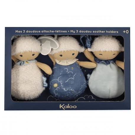 SET DE 3 DOUDOUS ATTACHE TÉTINES MOUTONS - KALOO BLANC 3 - vertbaudet enfant 