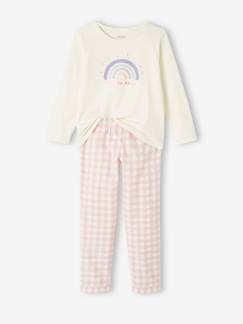 -Pyjama fille arc-en-ciel en maille jersey et flanelle