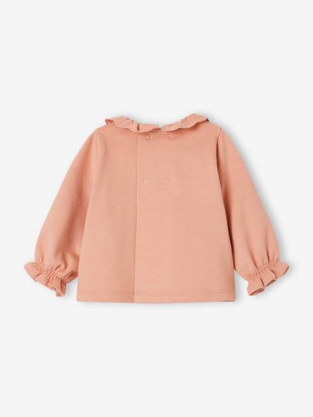 Sweat bébé col brodé vieux rose 2 - vertbaudet enfant 