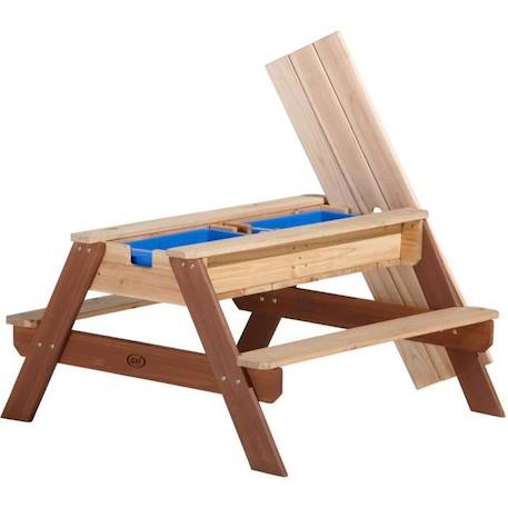 Table de pique-nique AXI Nick en cèdre tropical avec bacs de rangement et parasol MARRON 3 - vertbaudet enfant 