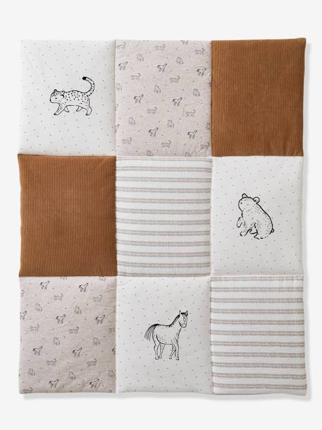 Tapis de sol / Fond de parc patchwork coton et velours PETIT NOMADE écru / camel 3 - vertbaudet enfant 