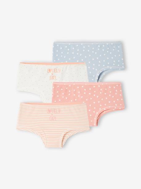 Lot de 4 shorties fille fantaisie BASICS écru 1 - vertbaudet enfant 