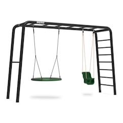 Jouet-Balançoire et cadre d'escalade - BERG - Playbase Large TL - Métal noir - 3 agrès - 3 ans et plus