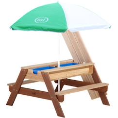 Chambre et rangement-Mobilier de jardin-Table de pique-nique AXI Nick en cèdre tropical avec bacs de rangement et parasol