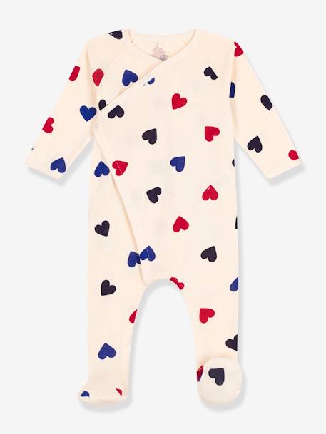 Pyjama cœur bébé en coton PETIT BATEAU beige imprimé 1 - vertbaudet enfant 
