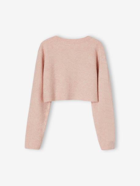 Gilet boléro fille rose poudré 2 - vertbaudet enfant 