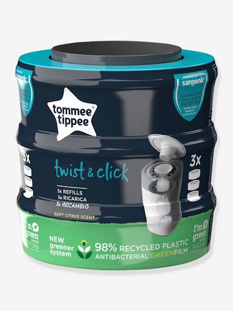 Lot de 3 recharges pour poubelles à couches Tec et Twist & Click TOMMEE TIPPEE Sangenic en plastique recyclé gris 2 - vertbaudet enfant 