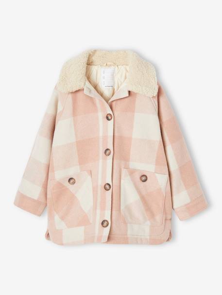 Manteau style surchemise en lainage à carreaux fille carreaux marron+carreaux rose 9 - vertbaudet enfant 