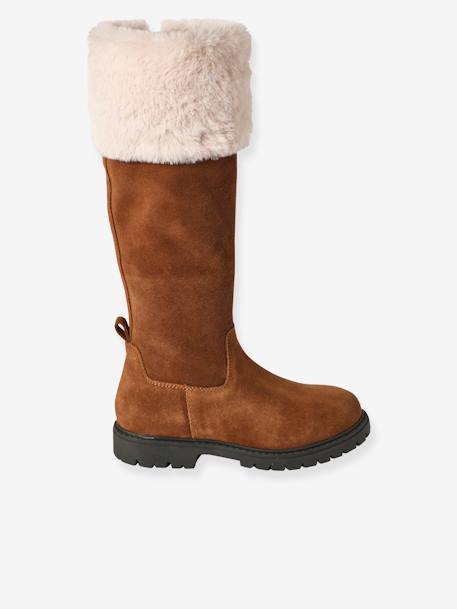 Bottes cavalières fourrées zippées cuir fille marron 2 - vertbaudet enfant 