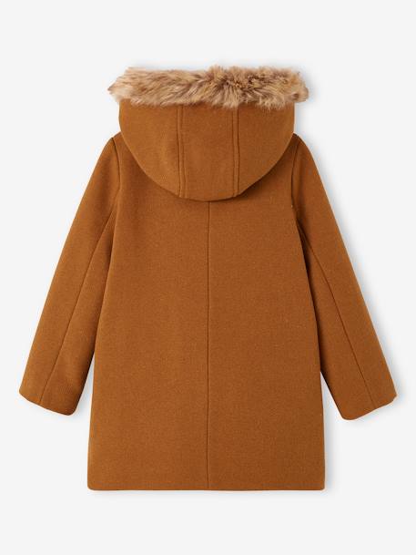 Duffle-coat à capuche en drap de laine fille fermé par brandebourgs camel+encre 4 - vertbaudet enfant 