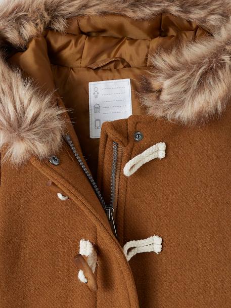 Duffle-coat à capuche en drap de laine fille fermé par brandebourgs camel 5 - vertbaudet enfant 