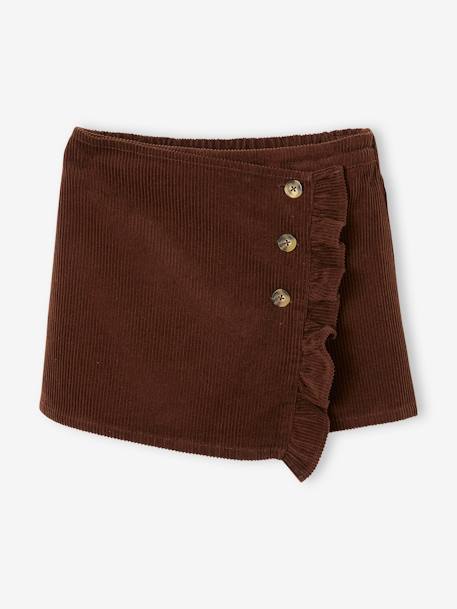 Jupe-short en velours côtelé fille effet portefeuille bleu canard+marron 5 - vertbaudet enfant 