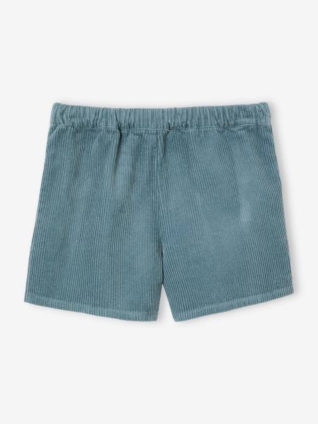 Jupe-short en velours côtelé fille effet portefeuille bleu canard+marron 3 - vertbaudet enfant 