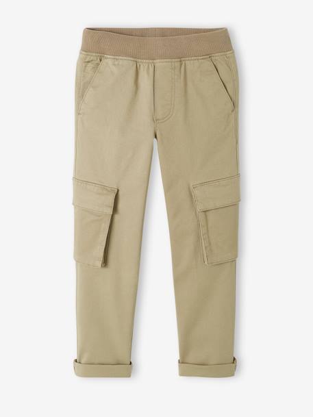 Pantalon cargo droit MorphologiK facile à enfiler garçon Tour de hanches FIN bronze+gris ardoise 1 - vertbaudet enfant 