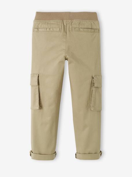 Pantalon cargo droit MorphologiK facile à enfiler garçon Tour de hanches FIN bronze+gris ardoise 3 - vertbaudet enfant 