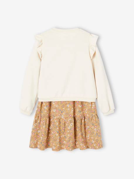 Ensemble robe et cardigan à volants fille caramel+rose poudré 3 - vertbaudet enfant 