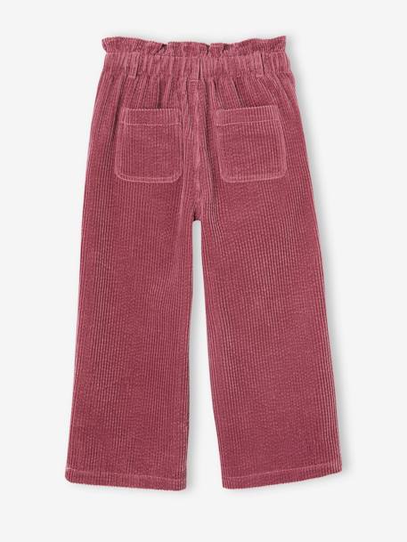 Pantalon large en velours côtelé style paperbag fille mauve 2 - vertbaudet enfant 