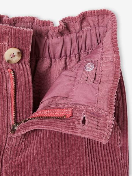 Pantalon large en velours côtelé style paperbag fille mauve 3 - vertbaudet enfant 