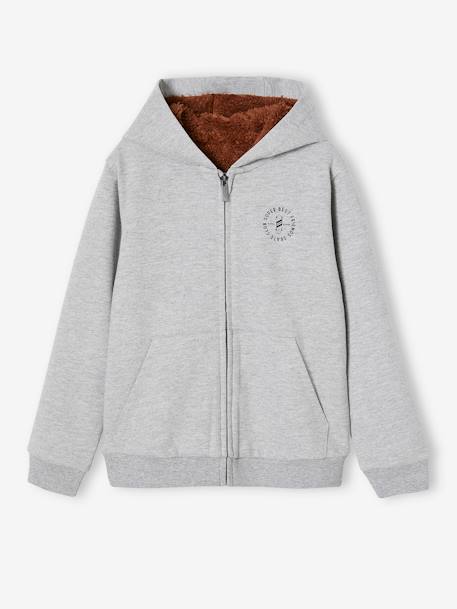 Garçon-Pull, gilet, sweat-Sweat zippé doublé sherpa garçon