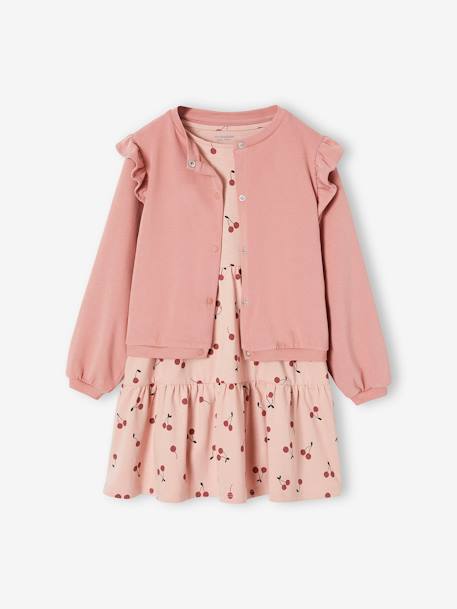 Ensemble robe et cardigan à volants fille caramel+rose poudré 6 - vertbaudet enfant 