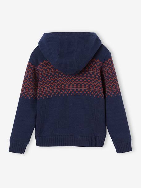 Gilet zippé à capuche garçon doublé sherpa gris chiné+marine 6 - vertbaudet enfant 