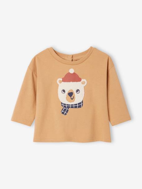 T-shirt bébé motif en relief beige 1 - vertbaudet enfant 