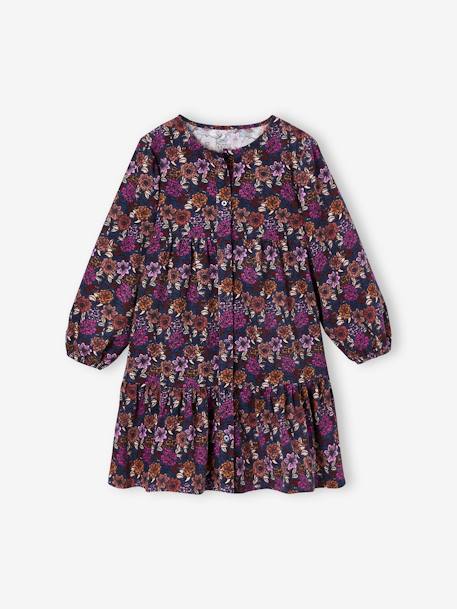 Robe à fleurs en velours fille bleu nuit 2 - vertbaudet enfant 