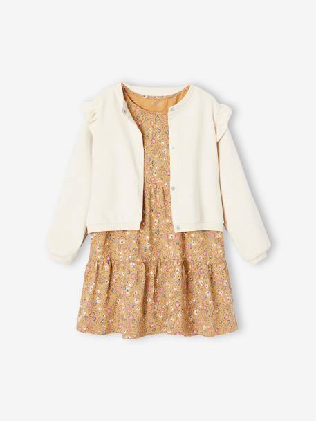 Fille-Ensemble-Ensemble robe et cardigan à volants fille