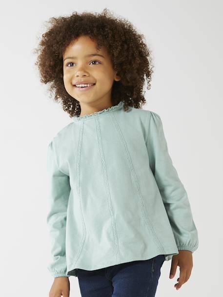 T-shirt blouse Basics fille détails en macramé BLEU FONCE UNI+VERT CLAIR UNI 8 - vertbaudet enfant 