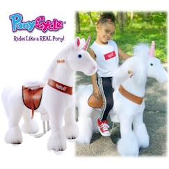 -PonyCycle Modèle U Animal qui marche Peluche licorne blanche à roulettes avec frein Taille 3 pour les 3-5 ans Ux304