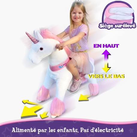 PonyCycle Modèle U à enfourcher Animal qui marche Peluche licorne rose à roulettes avec frein Taille 3 pour les 3-5 ans Ux302 ROSE 4 - vertbaudet enfant 