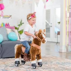 Jouet-PonyCycle Modèle U Cheval à Bascule Jouet Cheval qui Avance Cheval brun avec frein et son Taille 3 pour les 3-5 ans Ux324